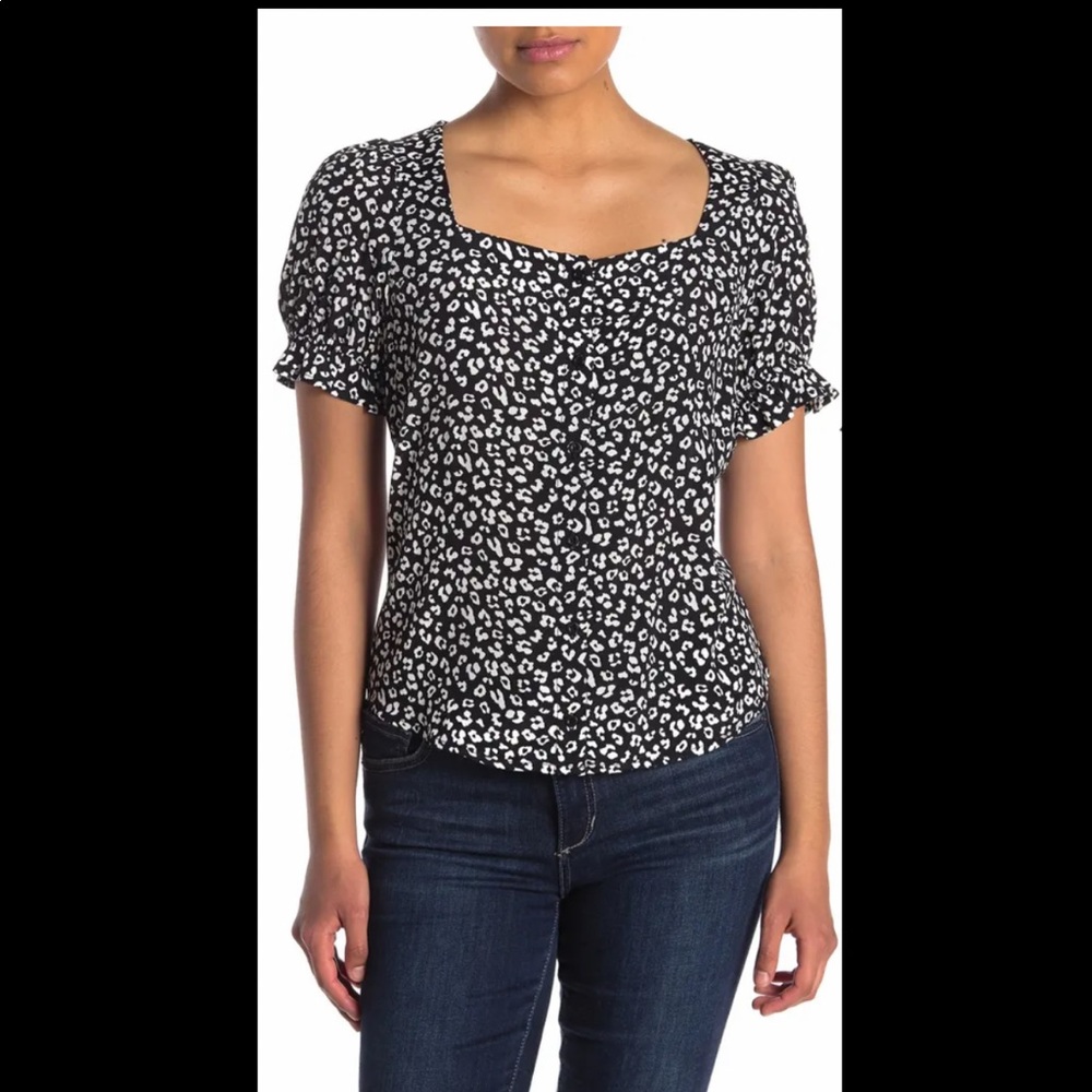 Elodie Square Neck Button Front Top